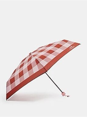 NWT Coach PLAID MINI UMBRELLA 
SILVER/BLUSH